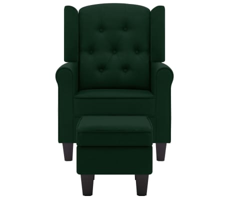 vidaXL Fotelj s stolčkom za noge temno zeleno blago
