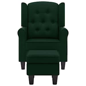 Křeslo s podnožkou tmavě zelené textil - obrázek 3