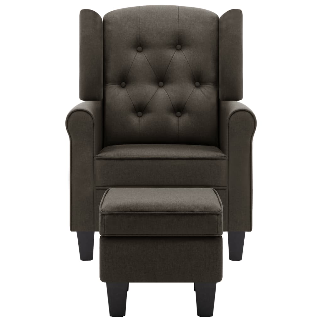 vidaXL Fauteuil met voetenbankje stof taupe afbeelding