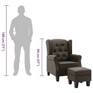Křeslo s podnožkou taupe textil - obrázek 9