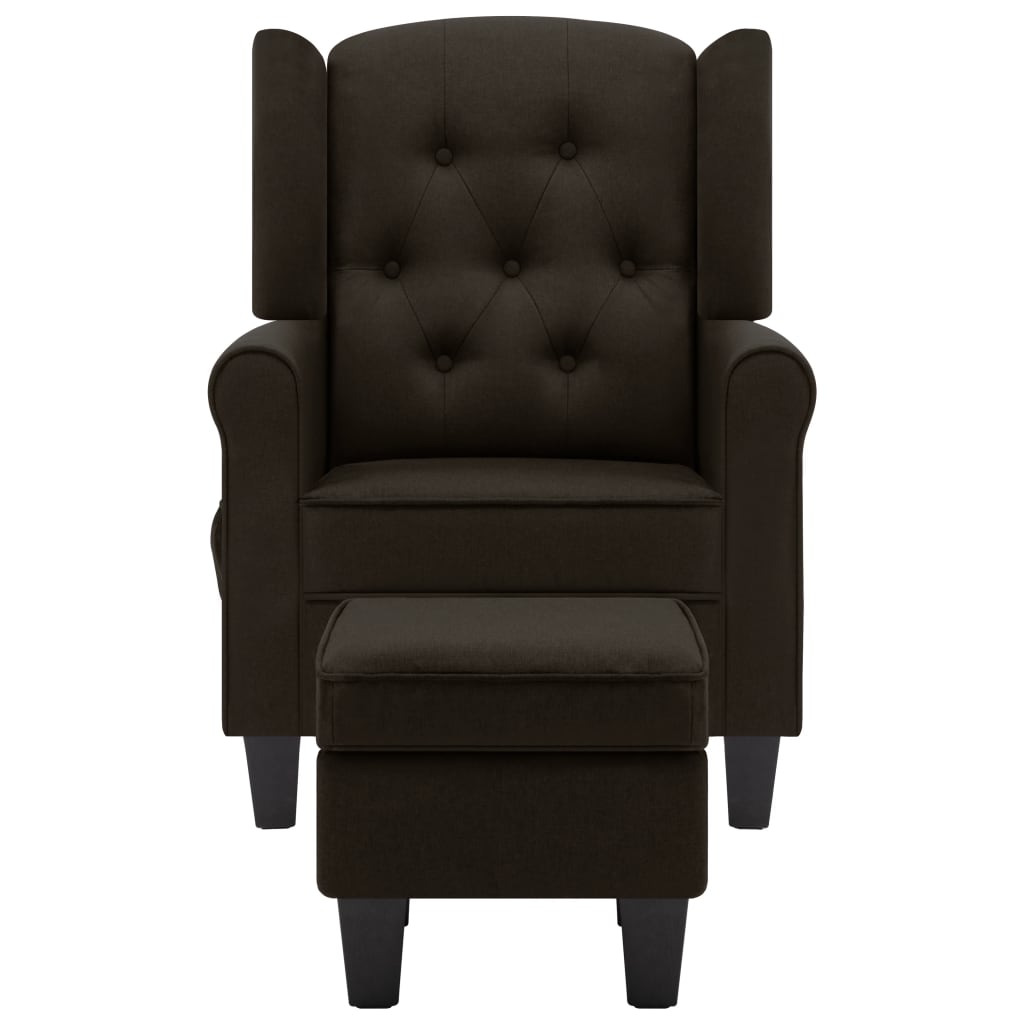 vidaXL Sillón de masaje con reposapiés tela marrón oscuro