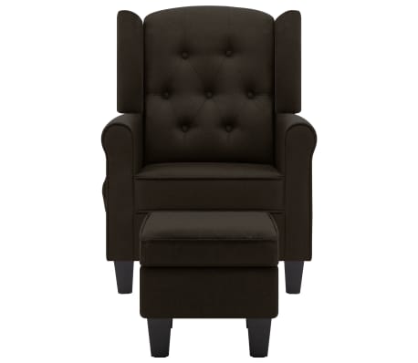 vidaXL Sillón de masaje con reposapiés tela marrón oscuro