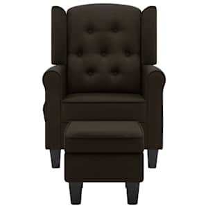 vidaXL Fotel masujący z podn&oacute;żkiem, ciemnobrązowy, obity tkaniną