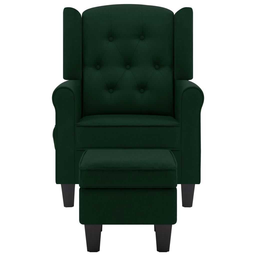 vidaXL Fauteuil de massage avec repose-pied vert foncé tissu