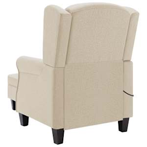 Masážní křeslo s podnožkou krémové textil - obrázek 5