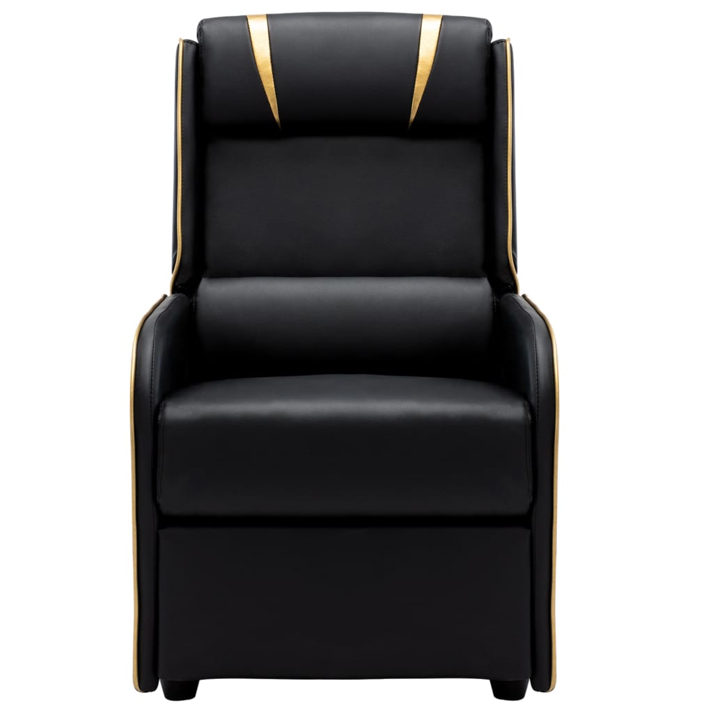 

vidaXL Fauteuil verstelbaar kunstleer zwart en goudkleurig