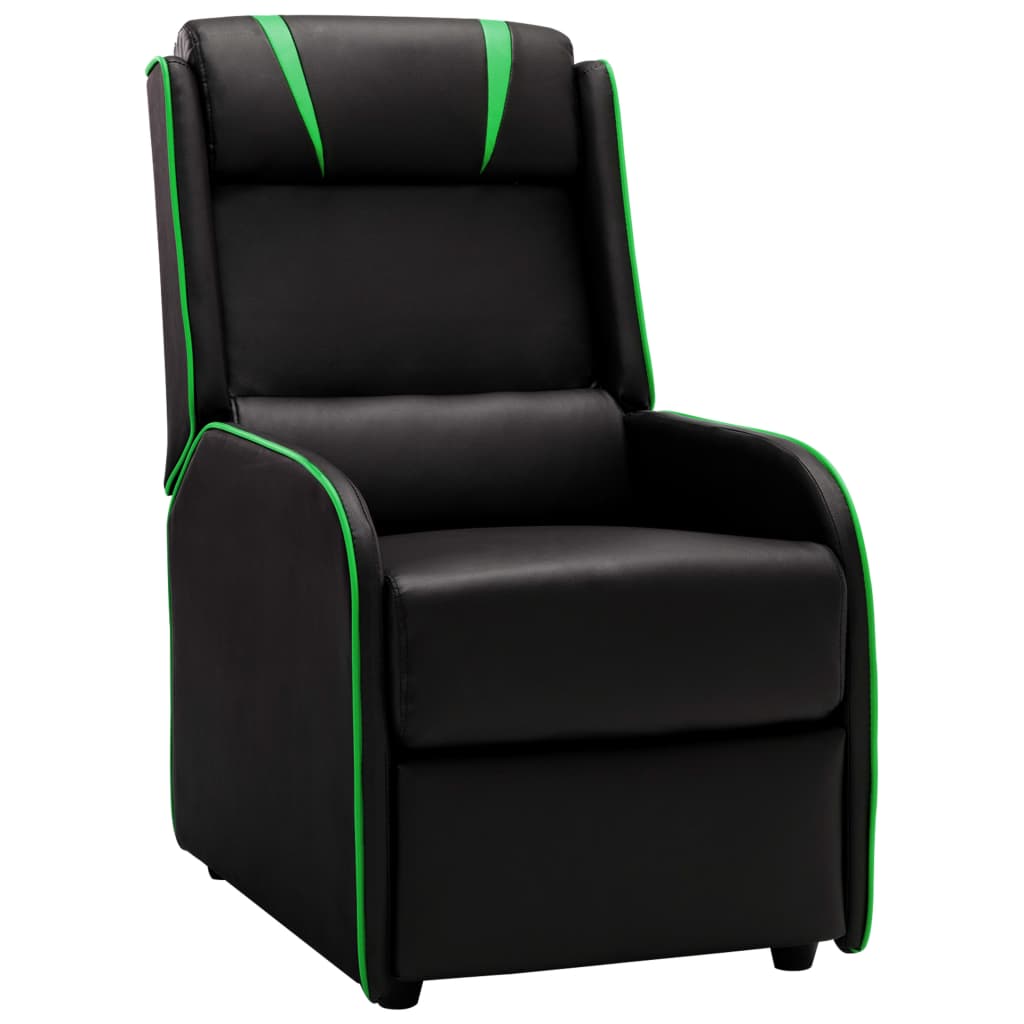 vidaXL Chaise inclinable Noir et vert Similicuir 