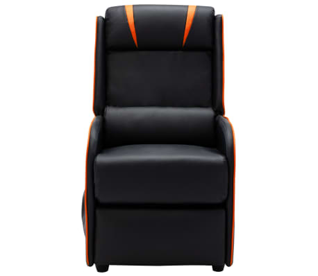 vidaXL Sillón reclinable de masaje cuero sintético negro y naranja