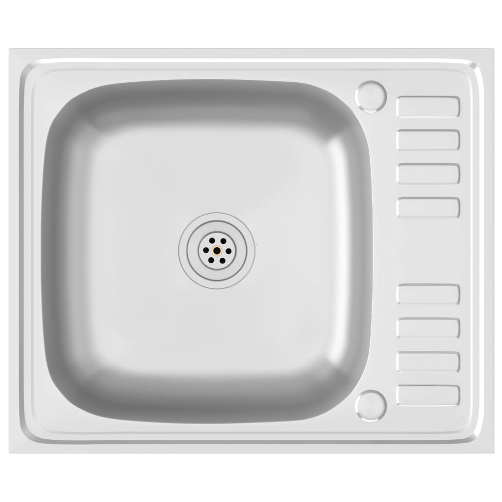 vidaXL Kuchyňský dřez s odtokem stříbrný 600x500x155 mm nerezová ocel