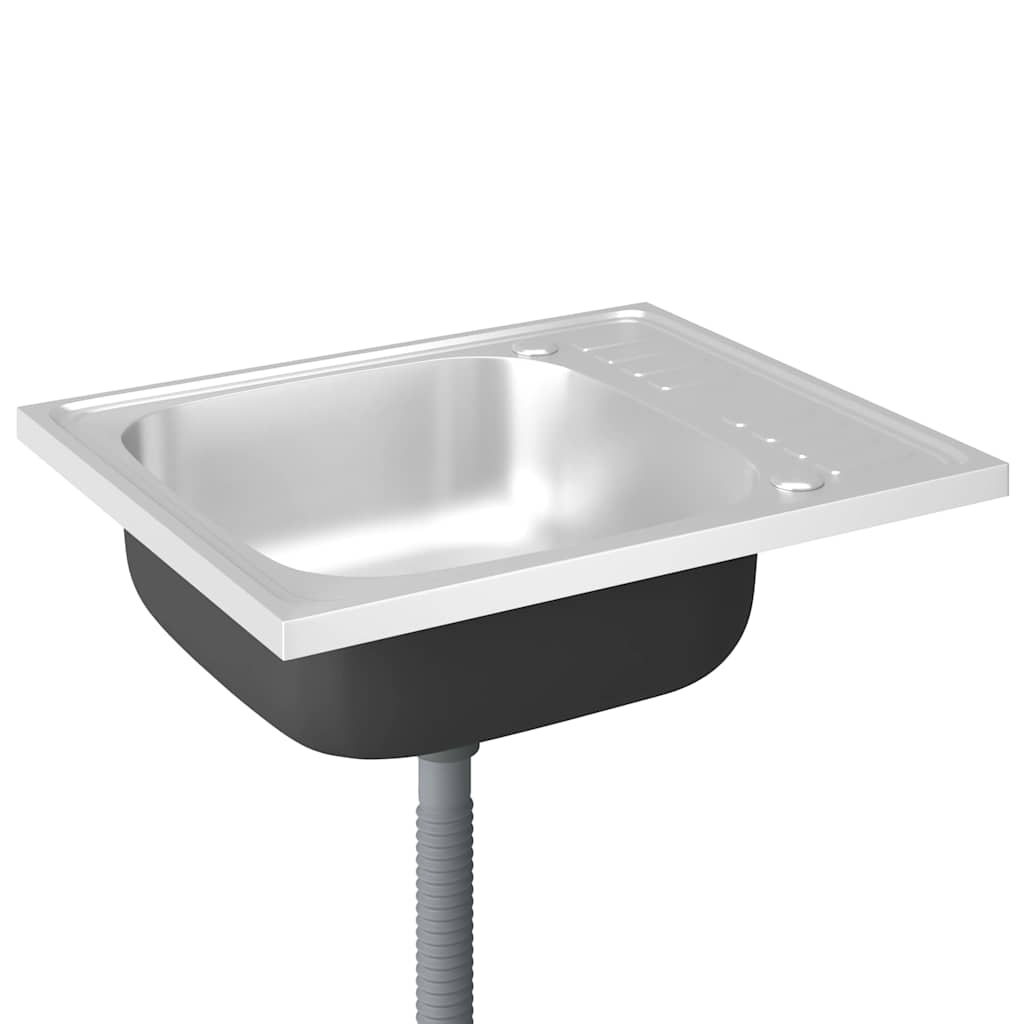 vidaXL Kuchyňský dřez s odtokem stříbrný 600x500x155 mm nerezová ocel