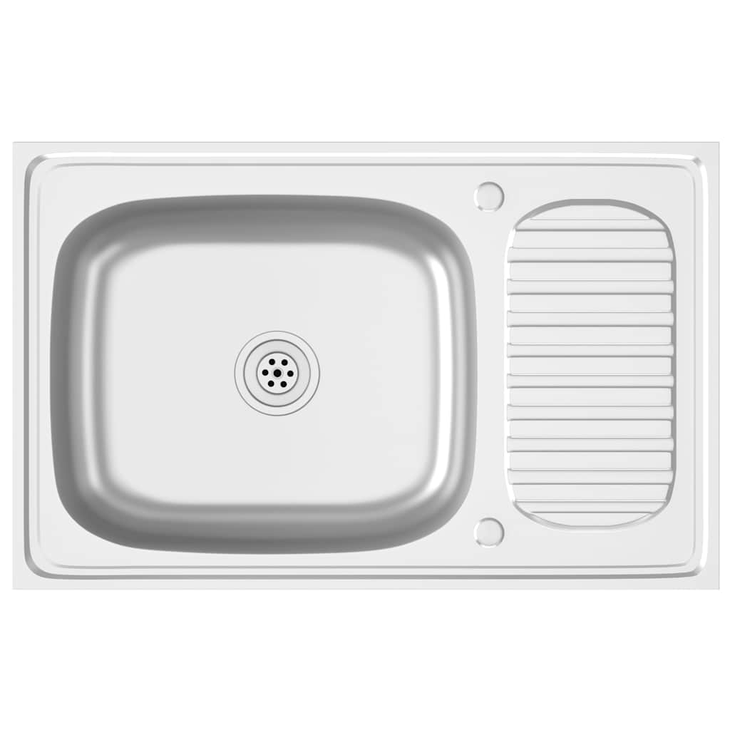 vidaXL Kuchyňský dřez s odtokem stříbrný 800x500x155 mm nerezová ocel