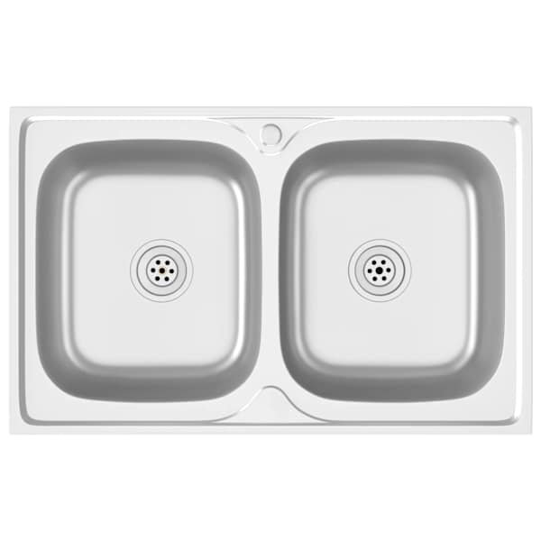 vidaXL valamu kahe kraanikausiga, h&otilde;be 800x500x155 mm roostevaba teras