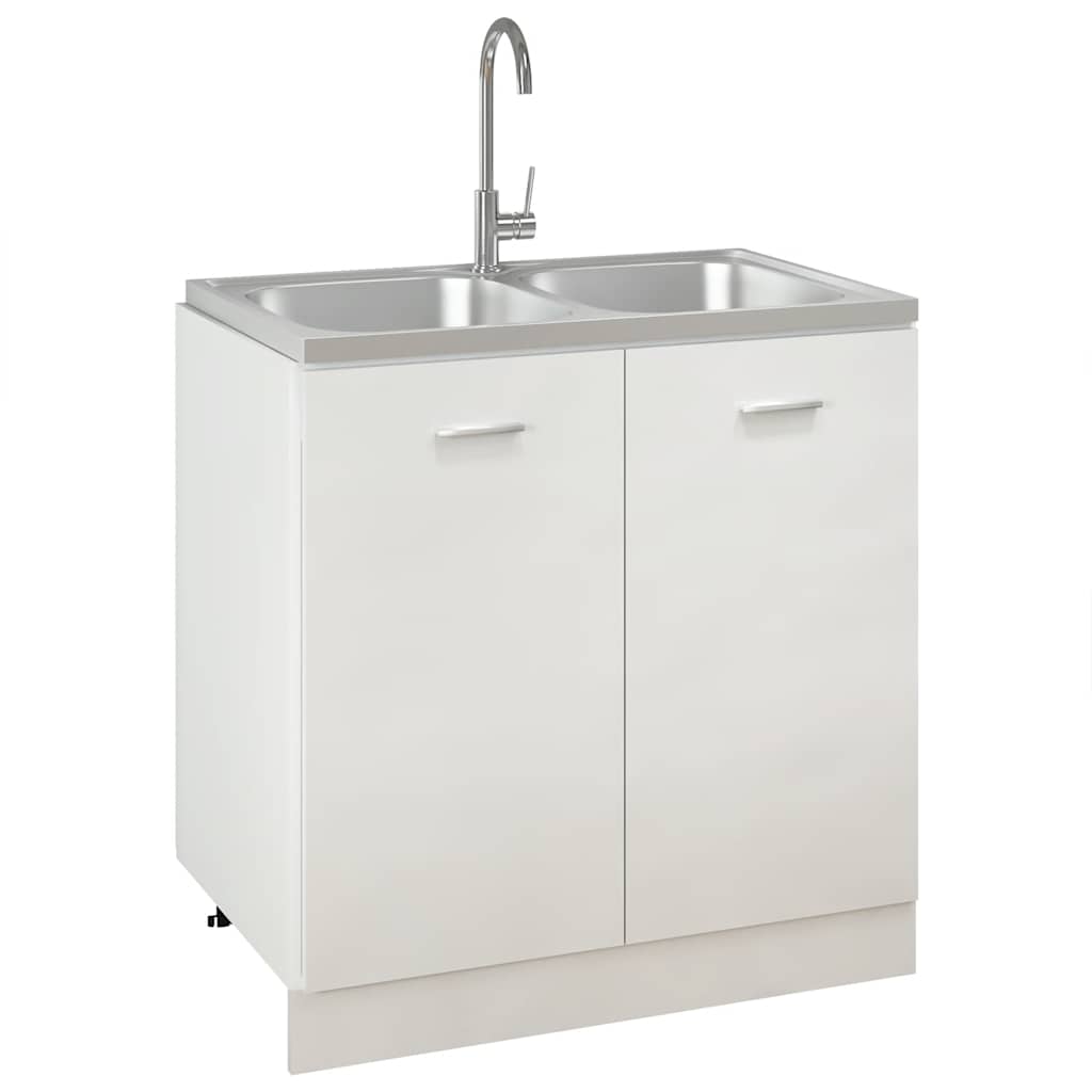 Kitchen Sink With Double Basins Silver 800x500x155 Mm Stainless Steel VidaXL 12 width=274
