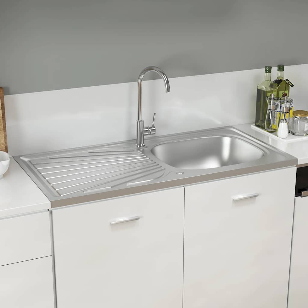 vidaXL Gootsteen met afvoerset 1000x500x155 mm roestvrij staal zilver afbeelding