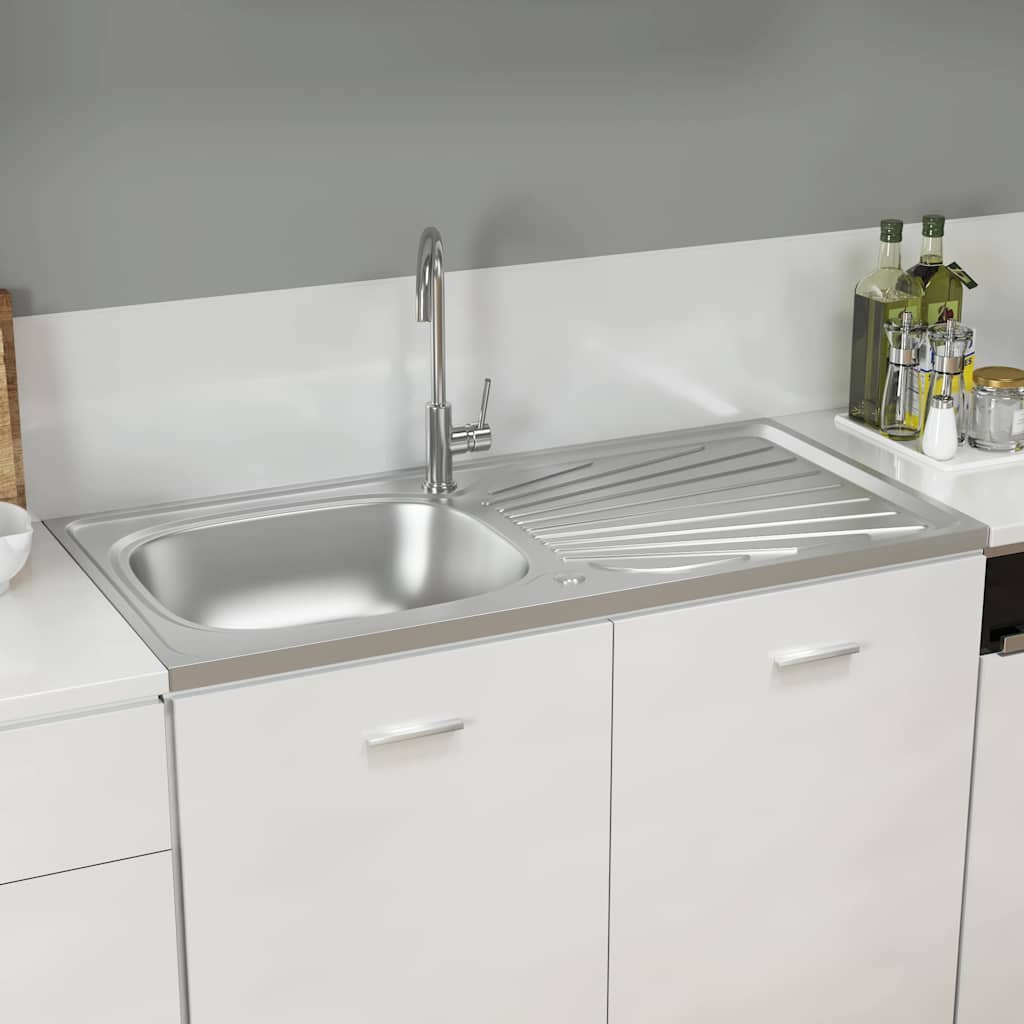vidaXL Tiskiallas viemärisarjalla hopea 1000x500x155 mm ruostum. teräs