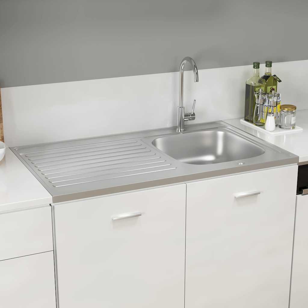 

vidaXL Gootsteen met afvoerset 1000x600x155 mm roestvrij staal zilver