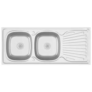vidaXL valamu kahe kraanikausiga h&otilde;be 1200x500x155 mm roostevaba teras