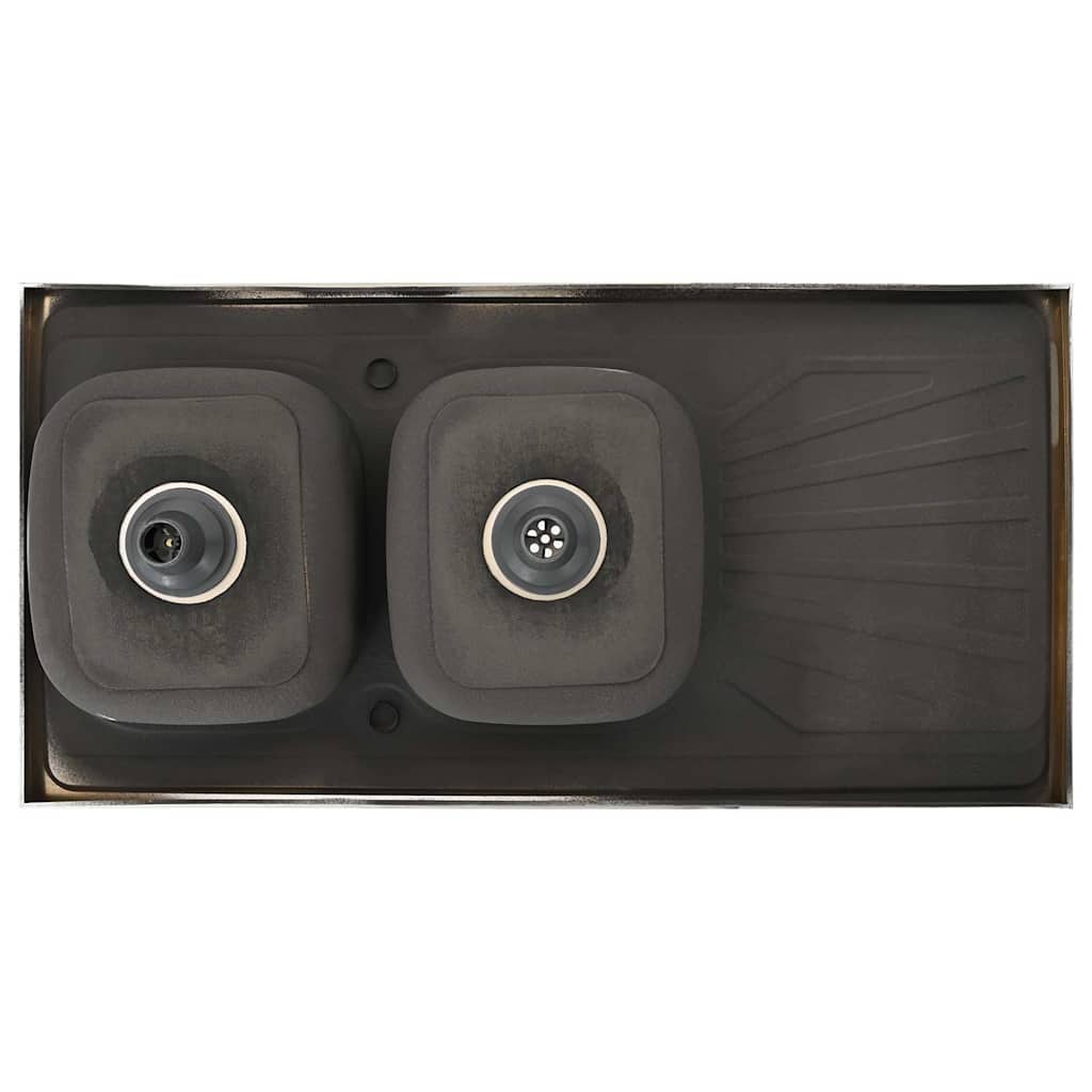 Kitchen Sink With Double Sinks Silver 1200x600x155 Mm Stainless Steel VidaXL 18 width=274