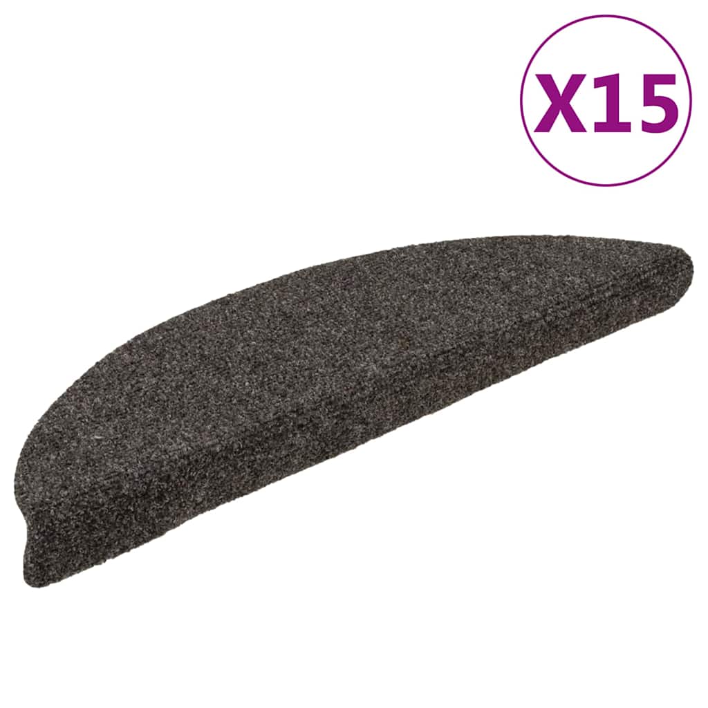vidaXL Schodové rohože samolepicí 15 ks 56x17x3 cm antracitové půlkulaté