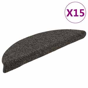 Schodové rohože samolepicí 15 ks 56x17x3 cm antracitové půlkulaté - obrázek 1