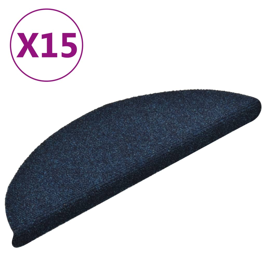 vidaXL Covorașe scări autoadezive 15 buc bleumarin 56x17x3 cm punch