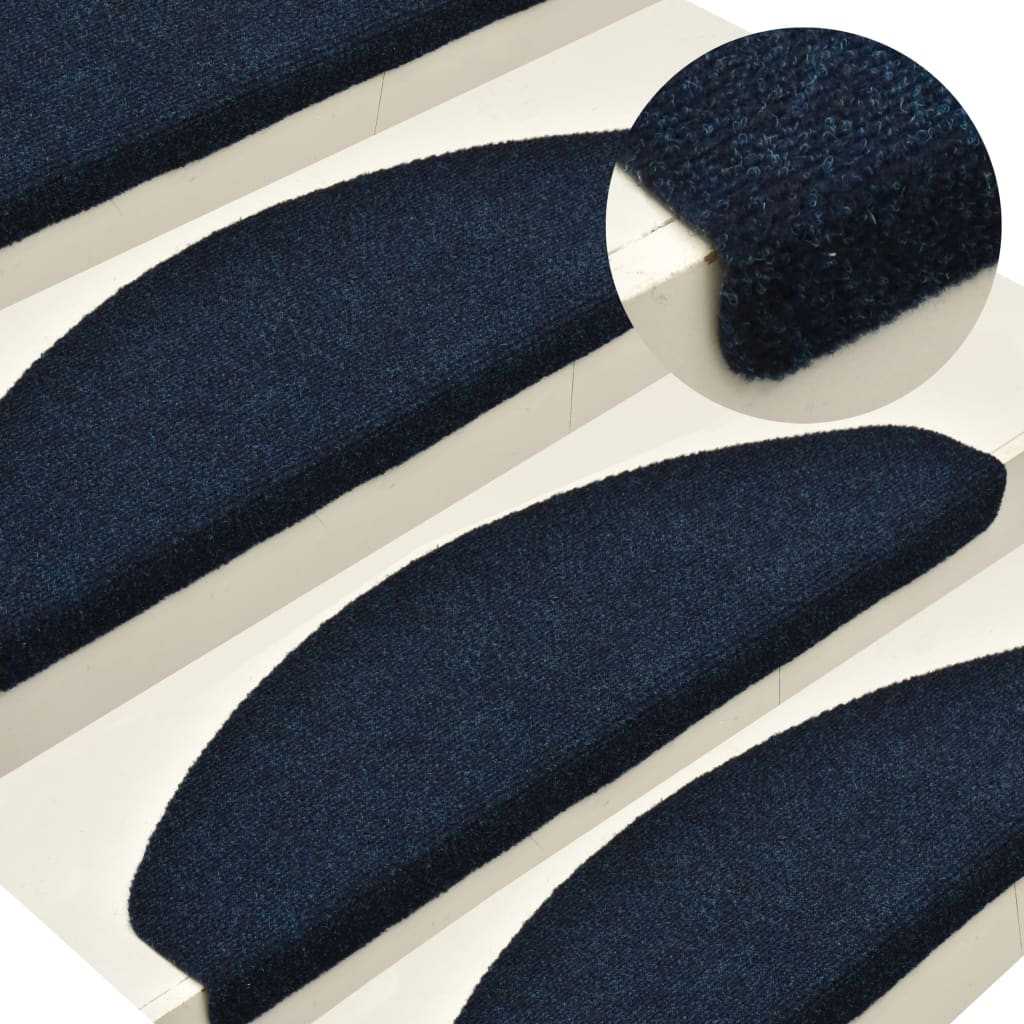 vidaXL selvklæbende trappemåtter 15 stk. 56x17x3 cm tuftet marineblå