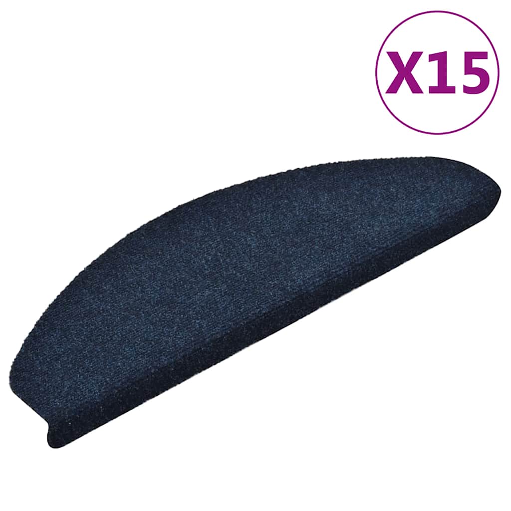 vidaXL Stufenmatten Selbstklebend 15 Stk. 65x21x4 cm Marineblau Halbrund Groß
