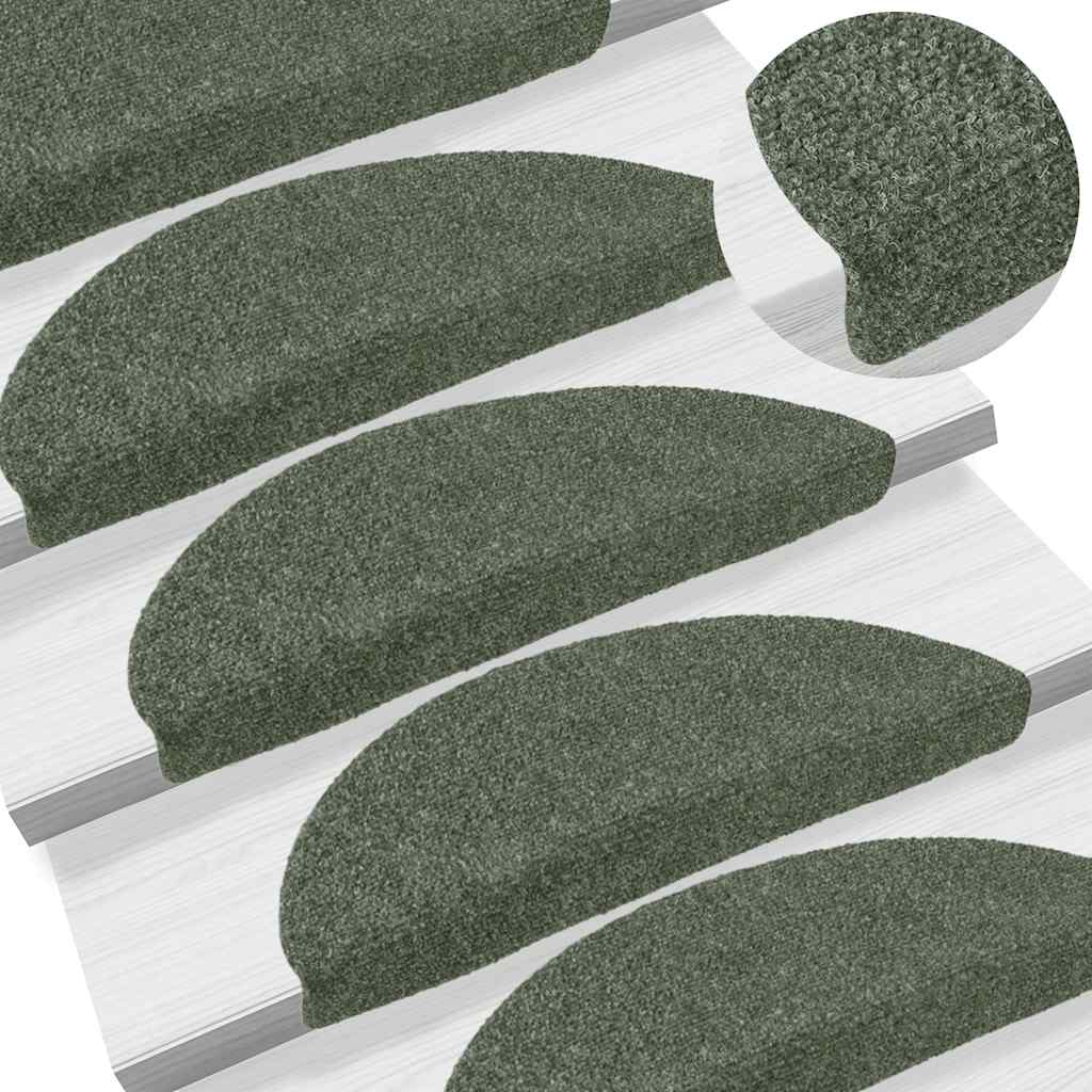 vidaXL Covorașe scări autoadezive 15 buc. verde 56x17x3 cm stil punch