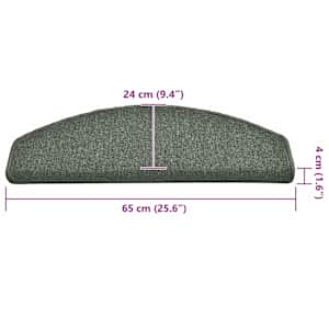 Schodové rohože 15 ks 65 x 24 x 4 cm tmavě zelené, půlkulaté, velké - obrázek 7
