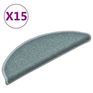 Schodové rohože 15 ks 56 x 17 x 3 cm mořsky modré půlkulaté - obrázek 2