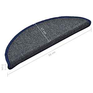 Schodové rohože 15 ks 56 x 17 x 3 cm tmavě šedé a modré, půlkulaté - obrázek 9