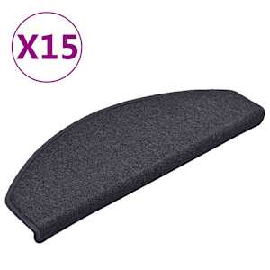 Schodové rohože 15 ks 65 x 24 x 4 cm tmavě šedé a modré, půlkulaté, velké - obrázek 2