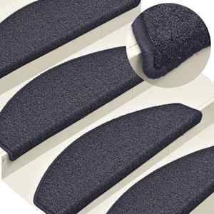 Stopniščne preproge 15 kosov 65x24x4 cm temno sive in modre polkrožne velike