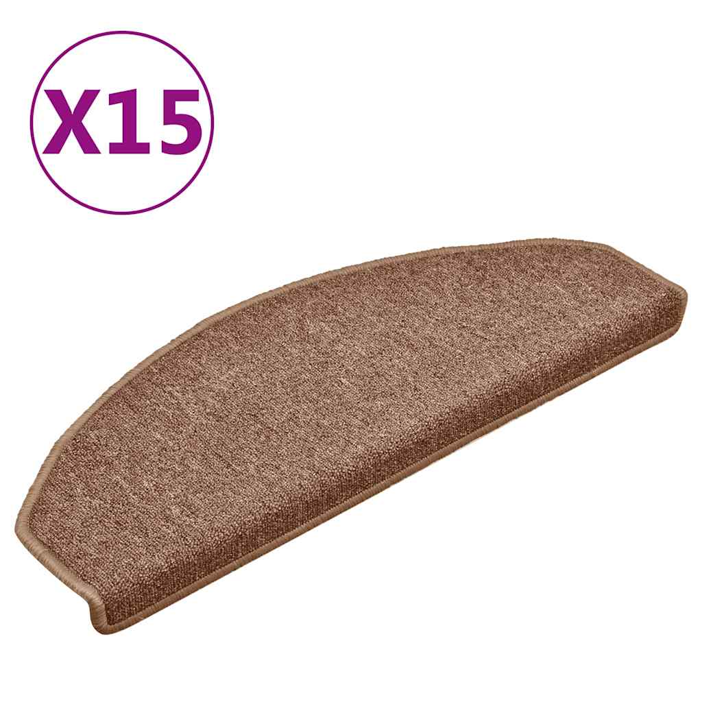 vidaXL Schodové rohože 15 ks 65 x 24 x 4 cm hnědé, půlkulaté, velké