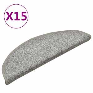 Schodové rohože 15 ks 56 x 17 x 3 cm světle šedé, půlkulaté - obrázek 2