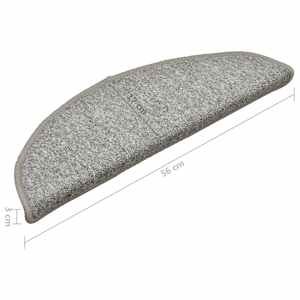 Schodové rohože 15 ks 56 x 17 x 3 cm světle šedé, půlkulaté - obrázek 9