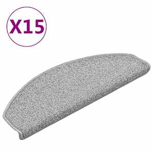 Schodové rohože 15 ks 65 x 24 x 4 cm světle šedé, půlkulaté, velké - obrázek 2