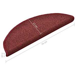 Schodové rohože 15 ks 56 x 17 x 3 cm bordó půlkulaté - obrázek 9