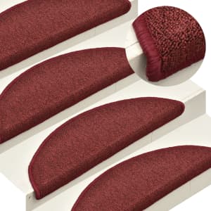 Schodové rohože 15 ks 56 x 17 x 3 cm bordó půlkulaté - obrázek 1