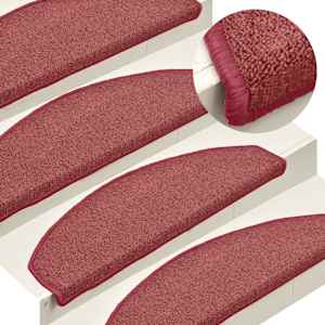 Stopniščne preproge 15 kosov 65x24x4 cm bordo polkrožne velike