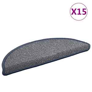 Schodové rohože 15 ks 56 x 17 x 3 cm světle šedé a modré, půlkulaté - obrázek 2