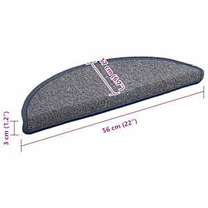 Schodové rohože 15 ks 56 x 17 x 3 cm světle šedé a modré, půlkulaté - obrázek 9