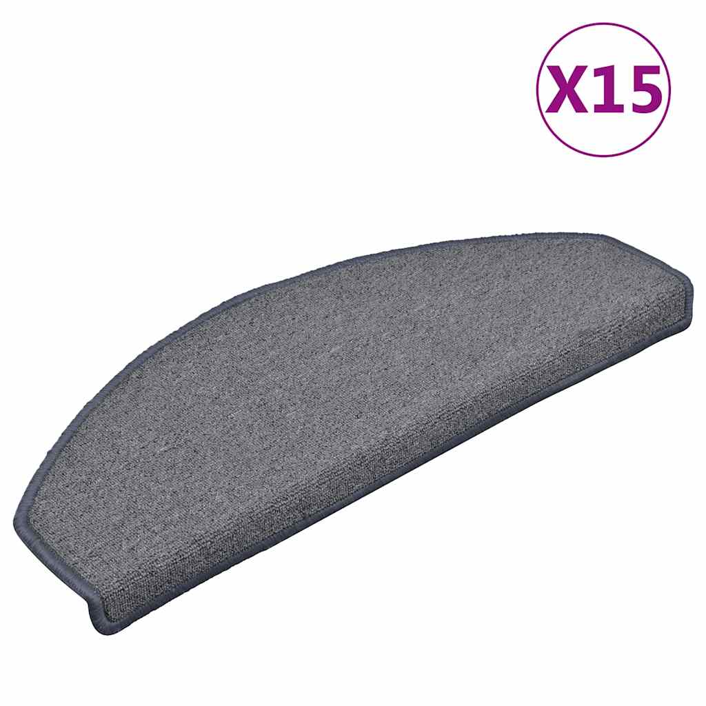 vidaXL Schodové rohože 15 ks 65 x 24 x 4 cm světle šedo-modré, půlkulaté, velké