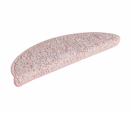vidaXL Tapis d'escalier 15 pi&egrave;ces 56 x 17 x 3 cm Rose clair Demi-rond