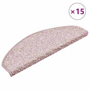 Schodové rohože 15 ks 65 x 21 x 4 cm světle růžové, půlkulaté, velké - obrázek 2