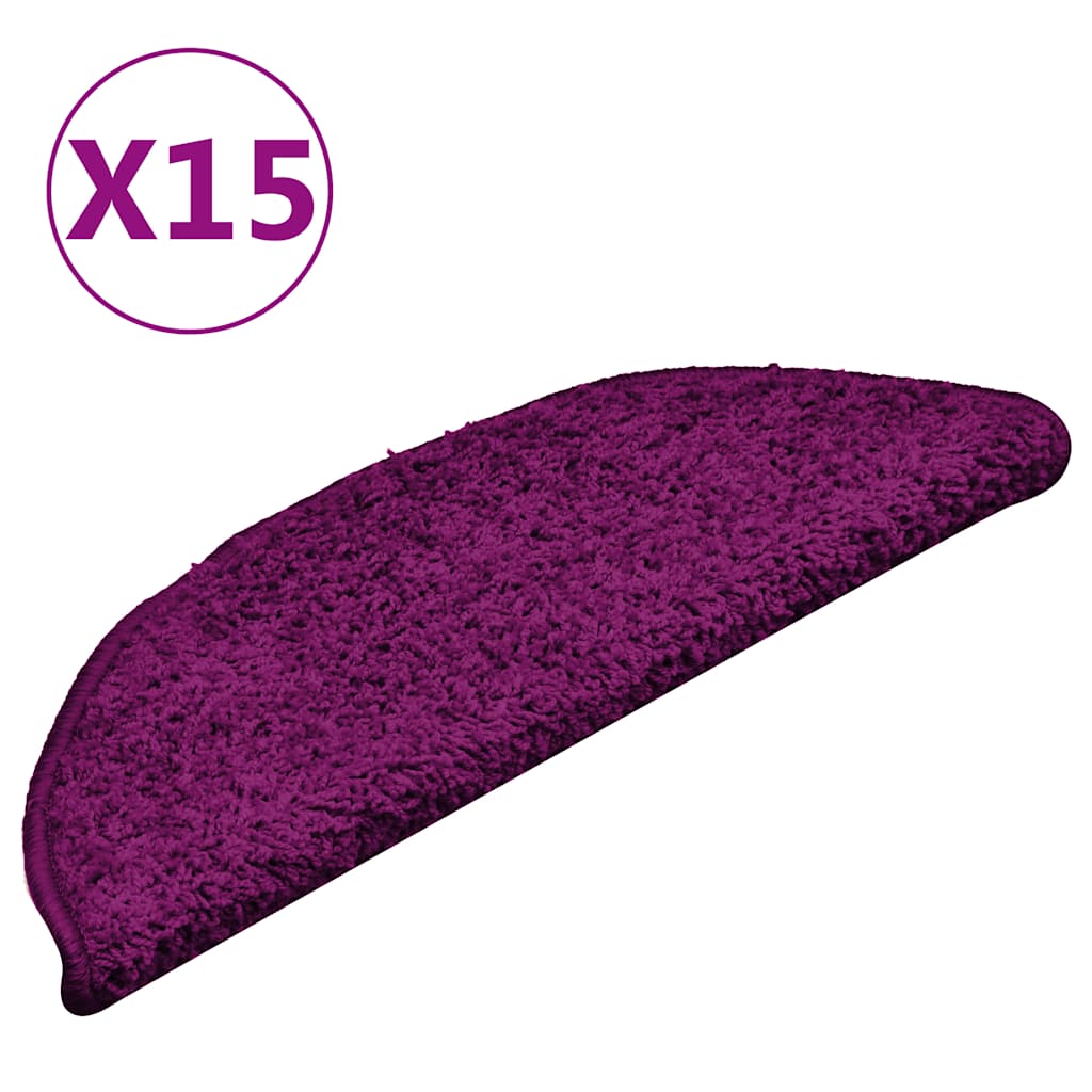 vidaXL Schodové rohože 15 ks 56 x 17 x 3 cm růžové, půlkulaté
