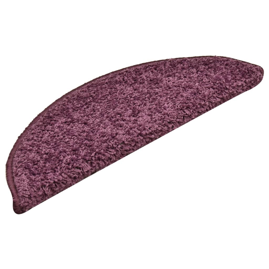 vidaXL Tapete/carpete para degraus 15 pcs 56x17x3 cm roxo-escuro