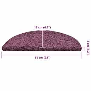 Schodové rohože 15 ks 56 x 17 x 3 cm tmavě fialové půlkulaté - obrázek 9