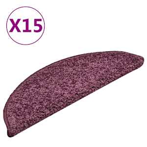 Schodové rohože 15 ks 56 x 17 x 3 cm tmavě fialové půlkulaté - obrázek 1