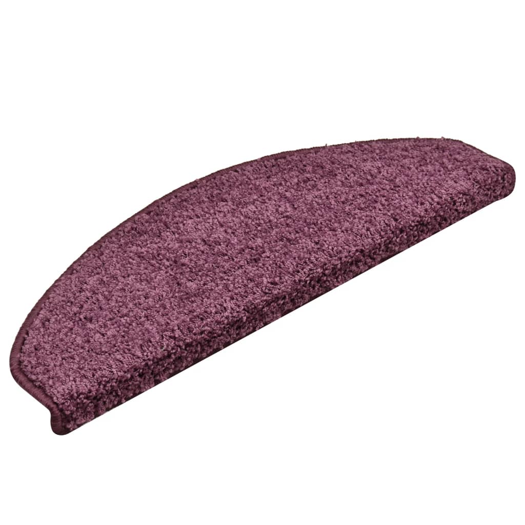 vidaXL Laiptų kilimėliai, 15vnt., tamsiai violetiniai, 65x21x4cm